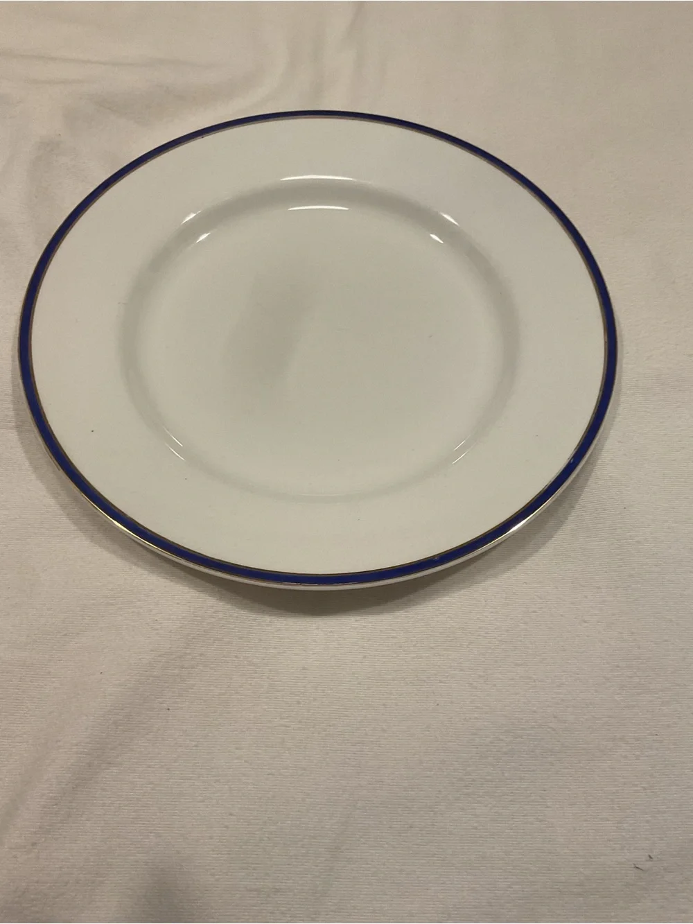 Johnson Bros. England Antique Porcelain Dinner Plate with Blue and Gold Rim